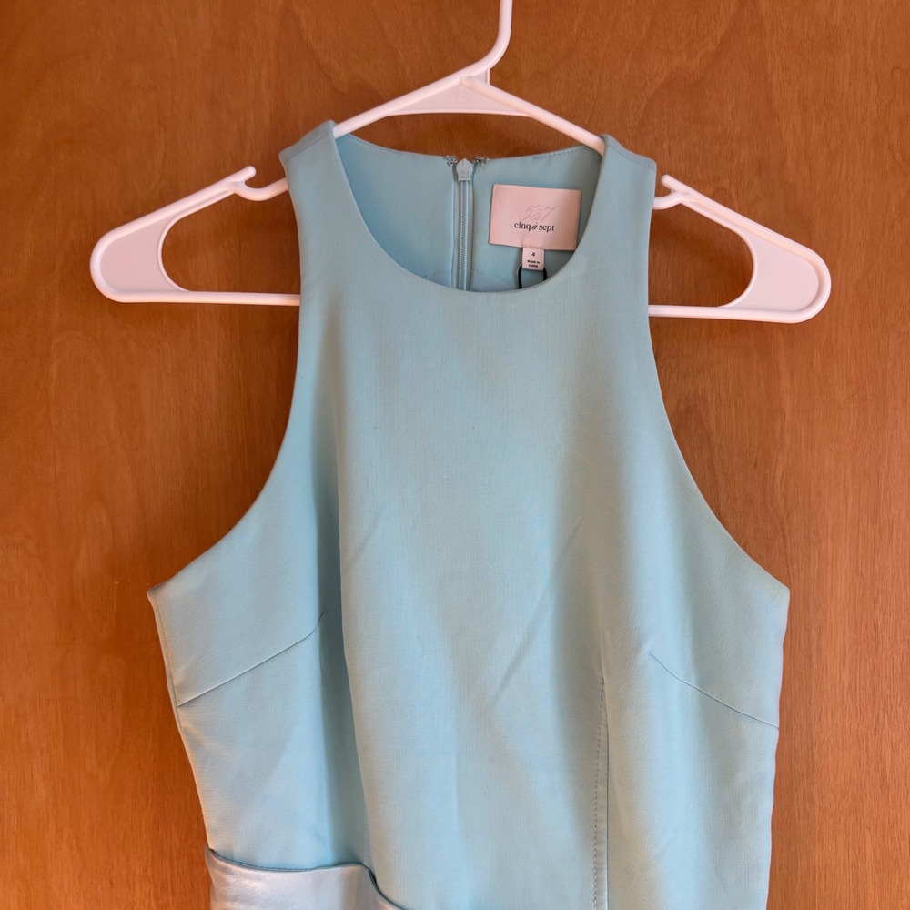 Cinq Sept Windsor Dress Aqua Blue Sleeveless Tie Waist Cocktail‎ Size 4 - Picture 4 of 13